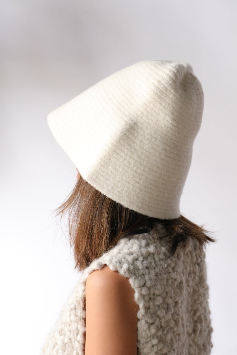 Lauren Manoogian Rib Hat Bell Hat in Raw White | WE ARE ICONIC