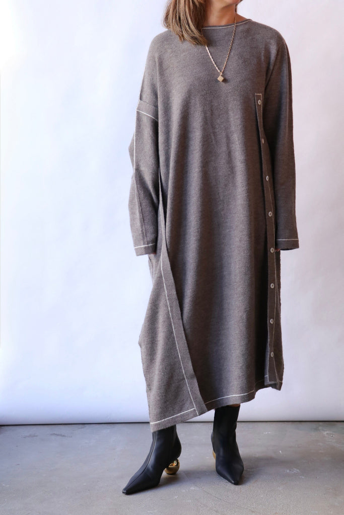 Lauren Manoogian Stitch Button Dress in Cinder Dresses Lauren Manoogian 