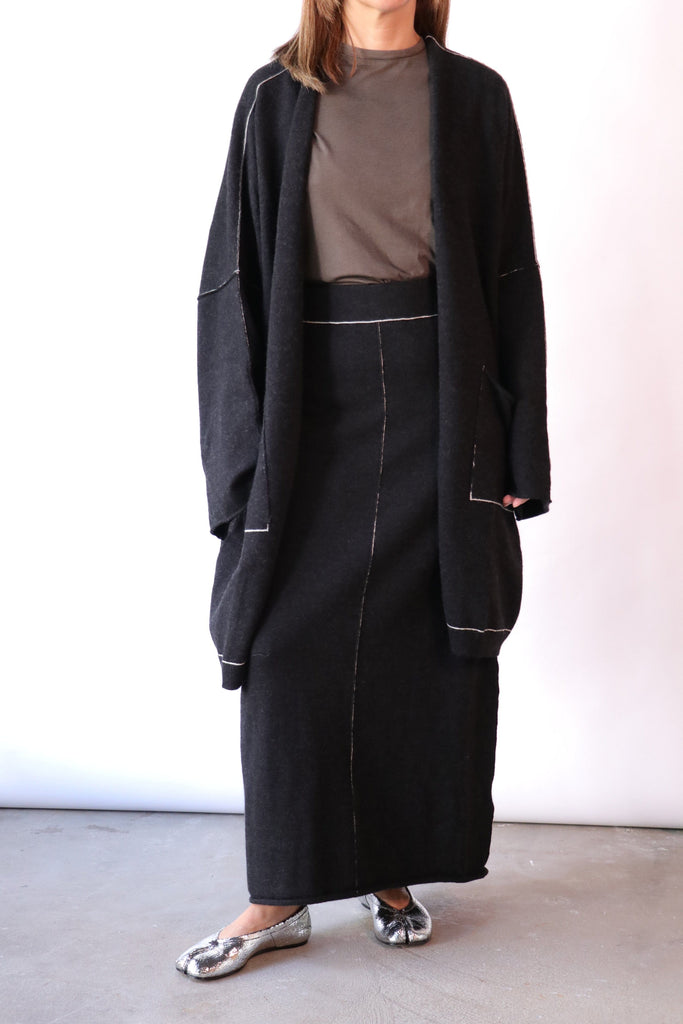 Lauren Manoogian Stitch Wide Cardigan in Black Melange Knitwear Lauren Manoogian 