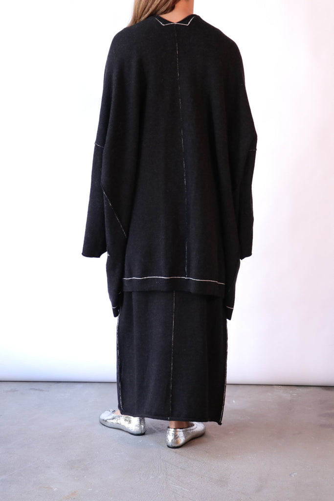 Lauren Manoogian Stitch Wide Cardigan in Black Melange Knitwear Lauren Manoogian 