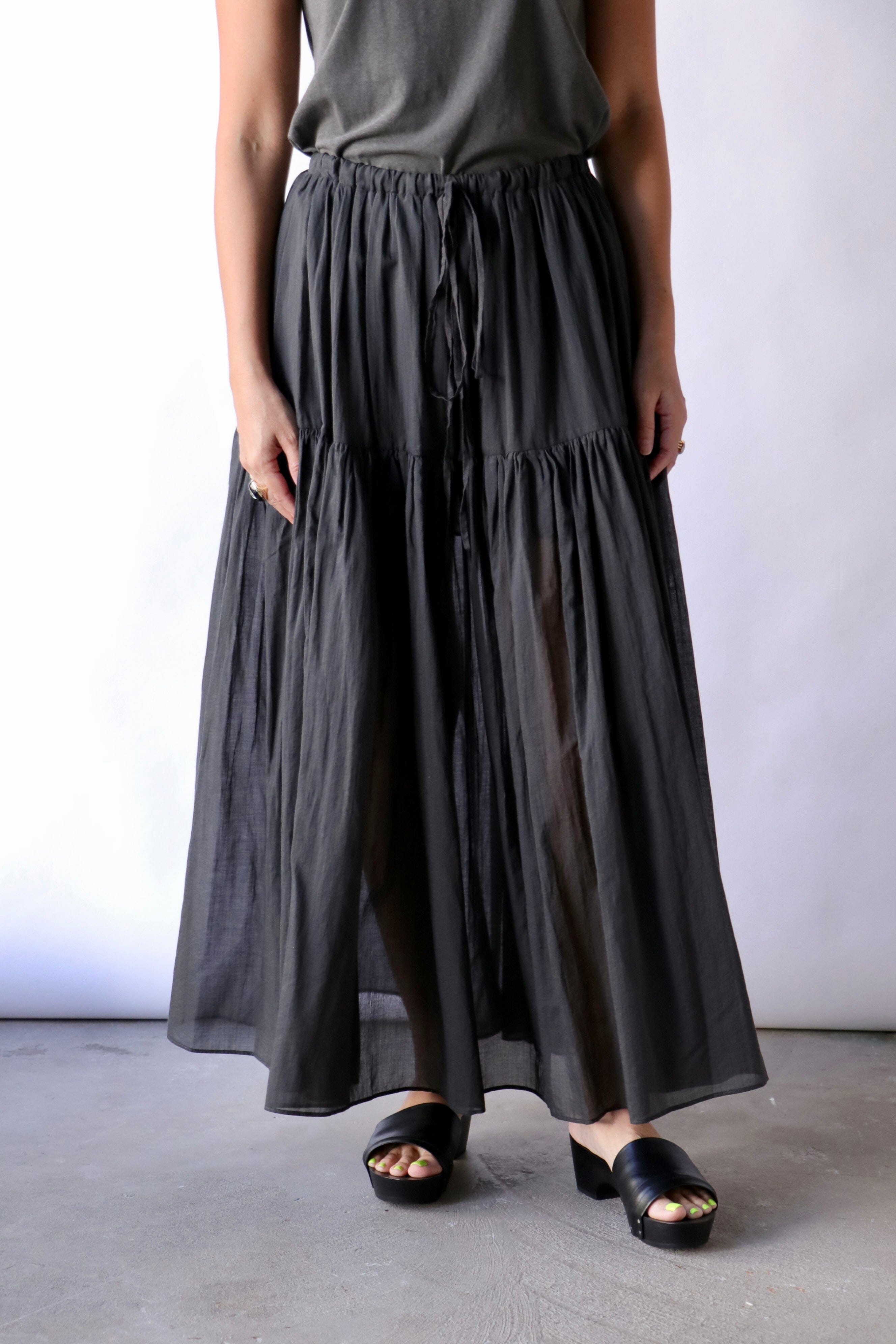 Lauren Manoogian Tier Skirt in Charcoal | WE ARE ICONIC 