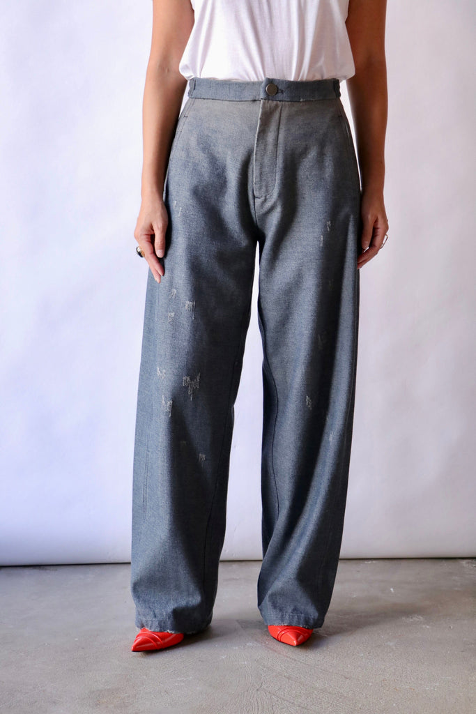 Lauren Manoogian Worn Gallery Pants in Worn Denim Bottoms Lauren Manoogian 