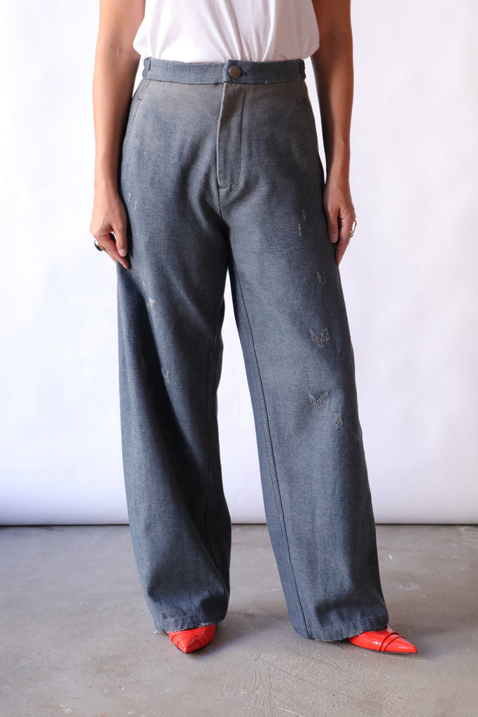 Lauren Manoogian Worn Gallery Pants in Worn Denim Bottoms Lauren Manoogian 