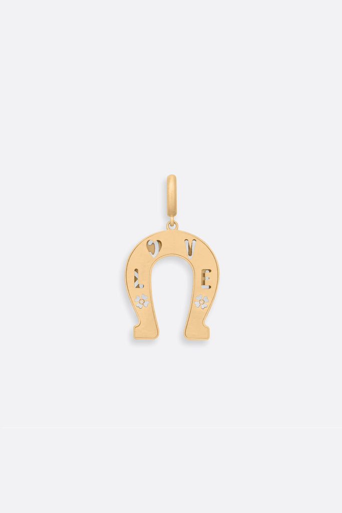 Lauren Rubinski Bruno Brushed Yellow Gold Horseshoe Pendant Jewelry Lauren Rubinski 