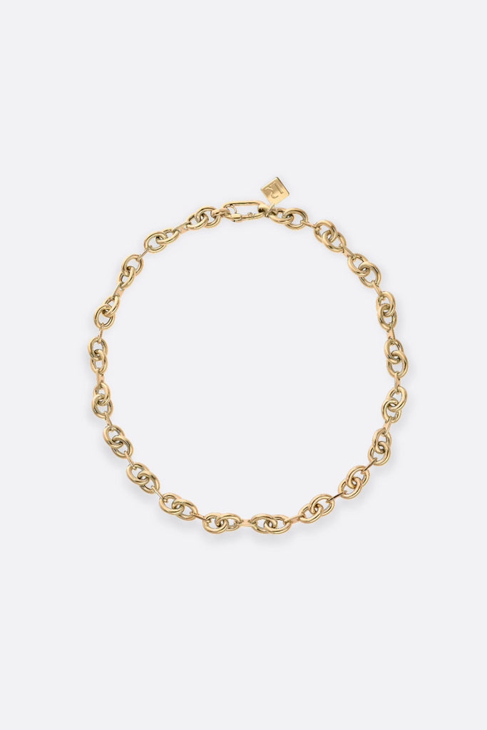 Lauren Rubinski Ettore Yellow Gold Necklace with Extra Small Round Criss-Cross Links Jewelry Lauren Rubinski 