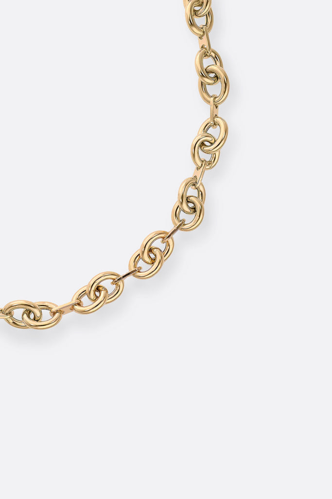 Lauren Rubinski Ettore Yellow Gold Necklace with Extra Small Round Criss-Cross Links Jewelry Lauren Rubinski 