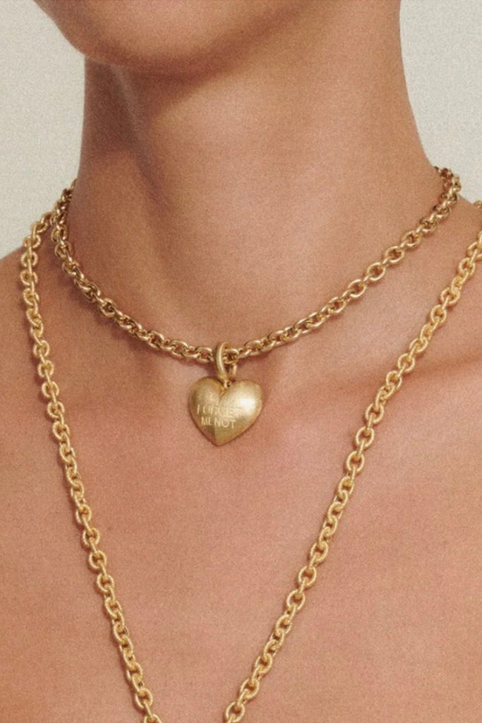 Lauren Rubinski Paulette Brushed Yellow Gold Baby "Forget Me Not" Heart Pendant Jewelry Lauren Rubinski 