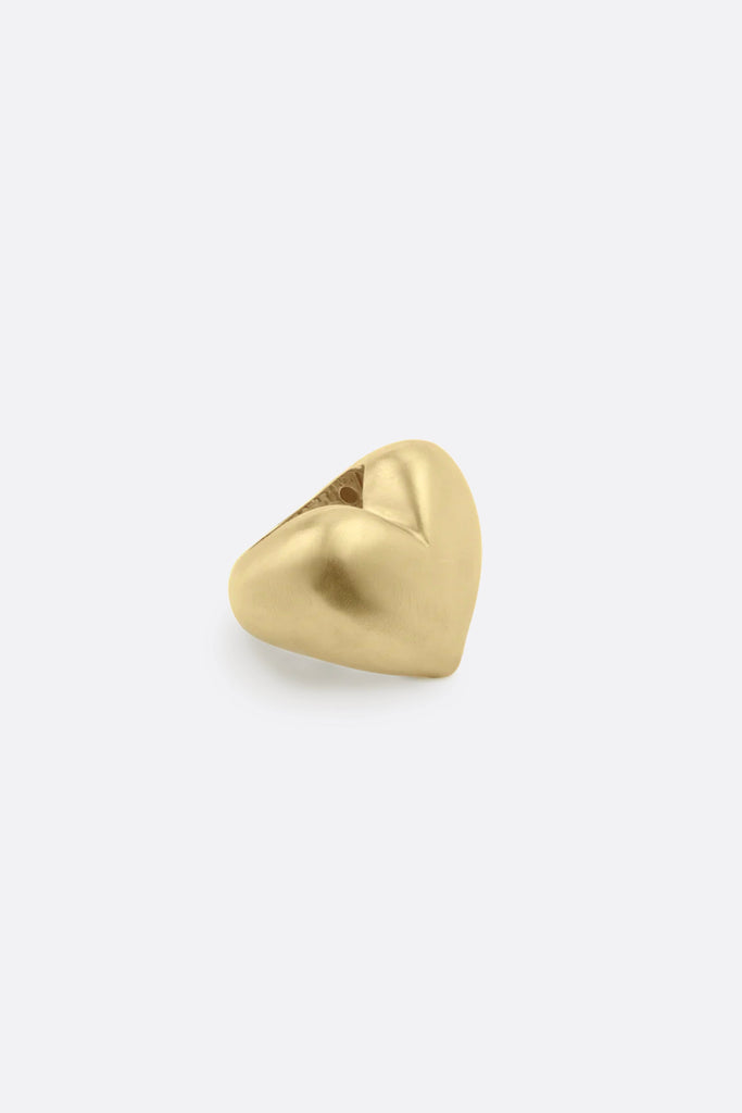 Lauren Rubinski Paulette Brushed Yellow Gold Heart Ring Jewelry Lauren Rubinski 