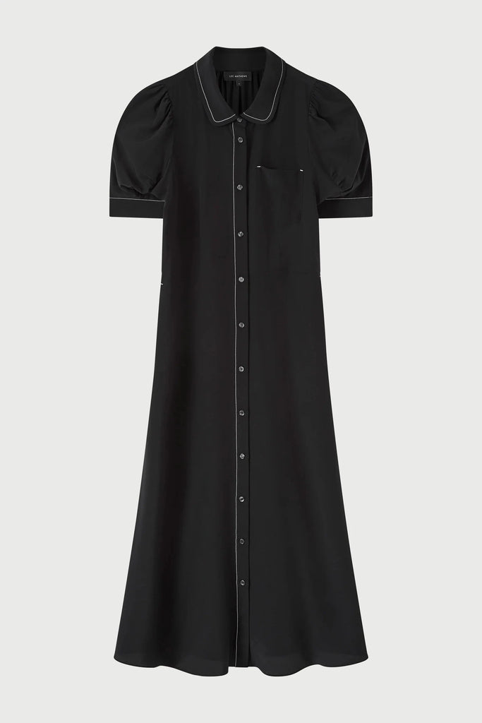 Lee Mathews Cassini Short Sleeve Dress in Black Dresses Lee Mathews 