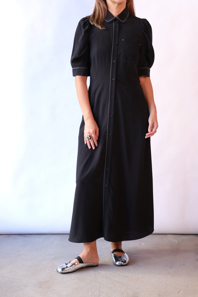 Lee Mathews Cassini Short Sleeve Dress in Black Dresses Lee Mathews 