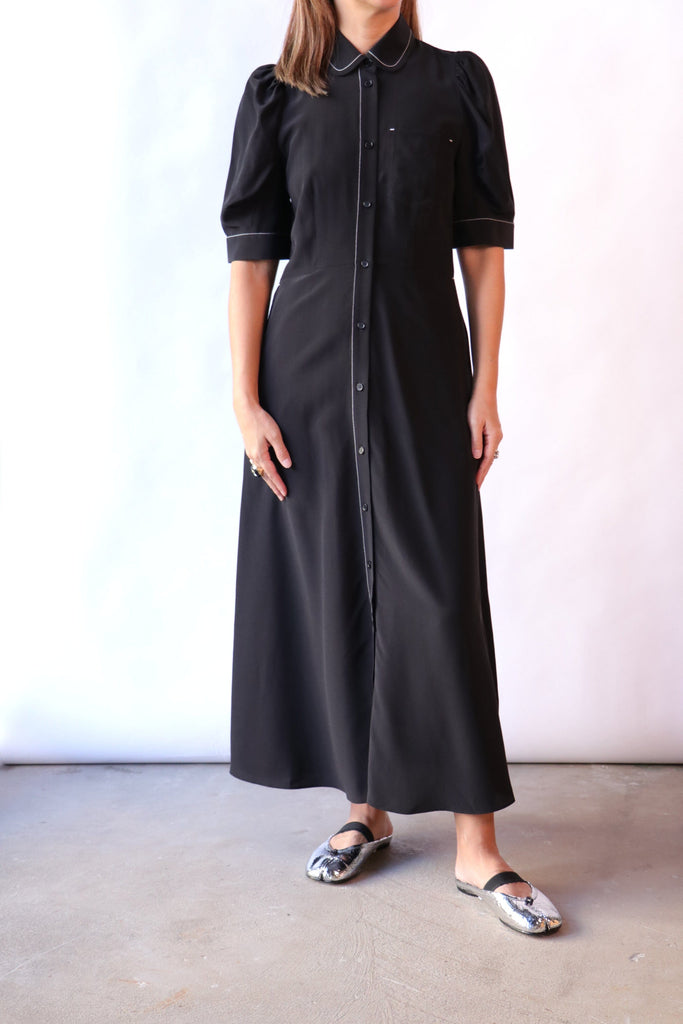 Lee Mathews Cassini Short Sleeve Dress in Black Dresses Lee Mathews 