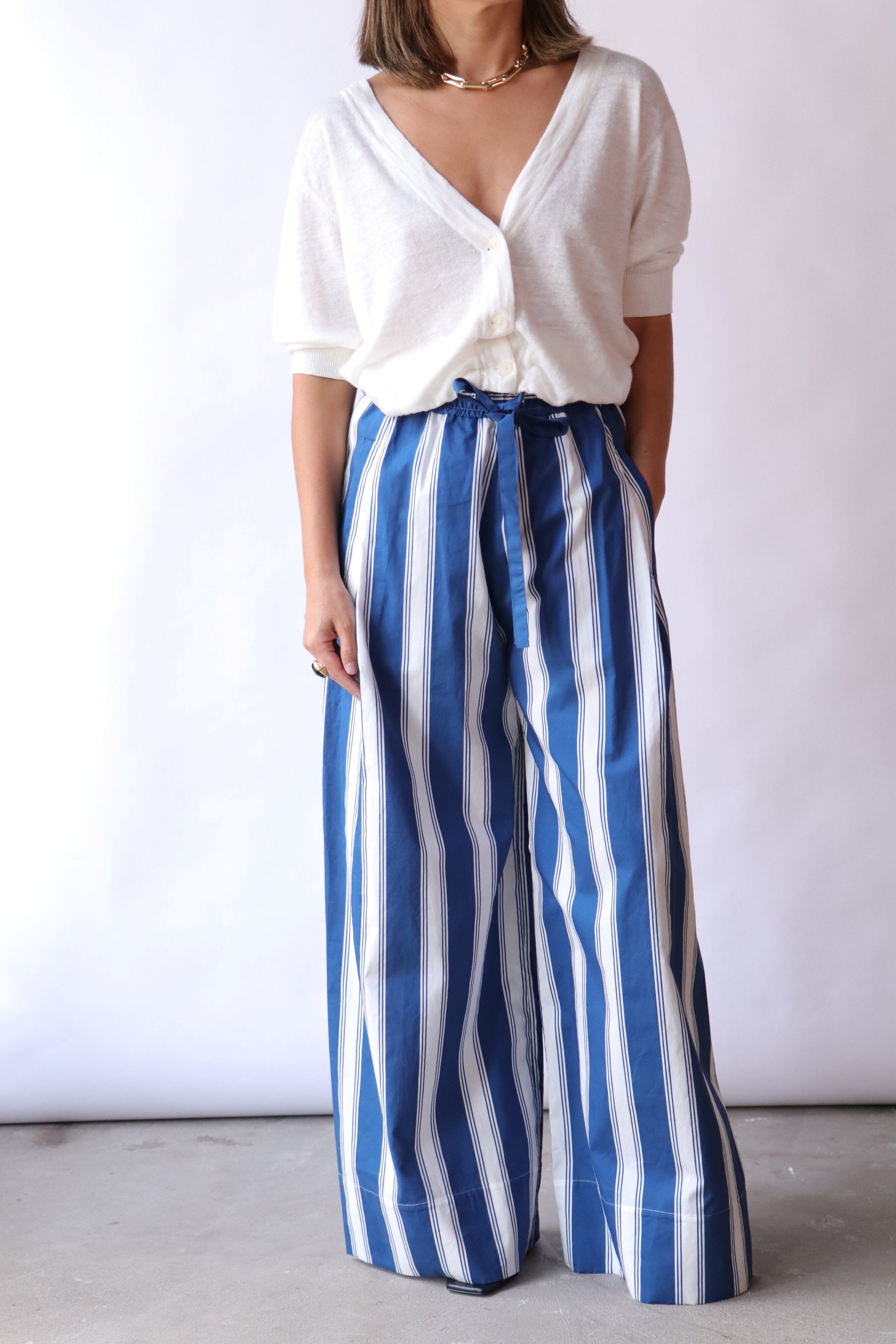 Lee Mathews Eddie Pant in Blue | WE ARE ICONIC
