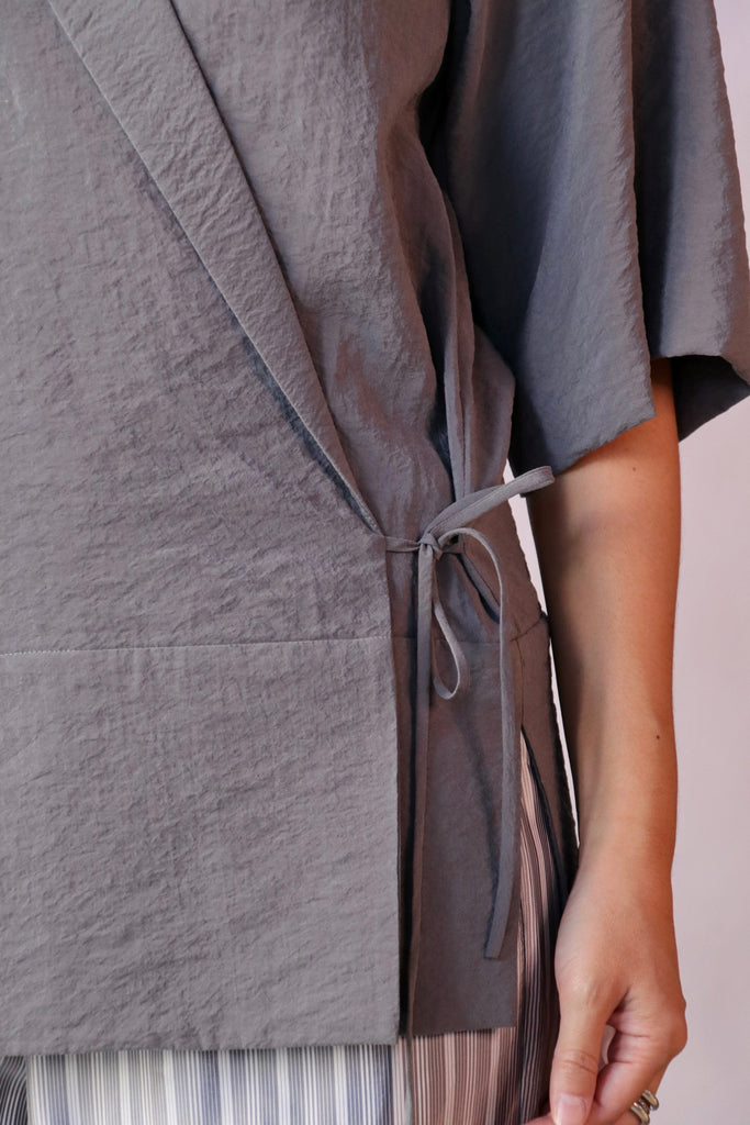 Lee Mathews Maggie SS Top in Slate tops-blouses Lee Mathews 