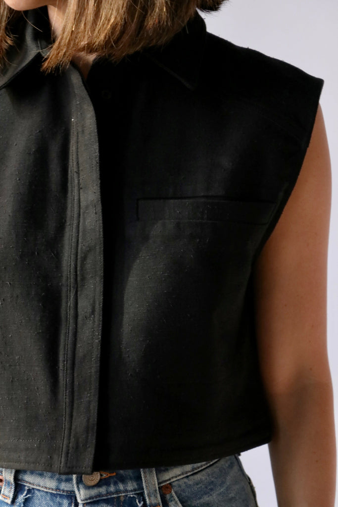 Loulou Studio Adora Top in Black tops-blouses Loulou Studio 