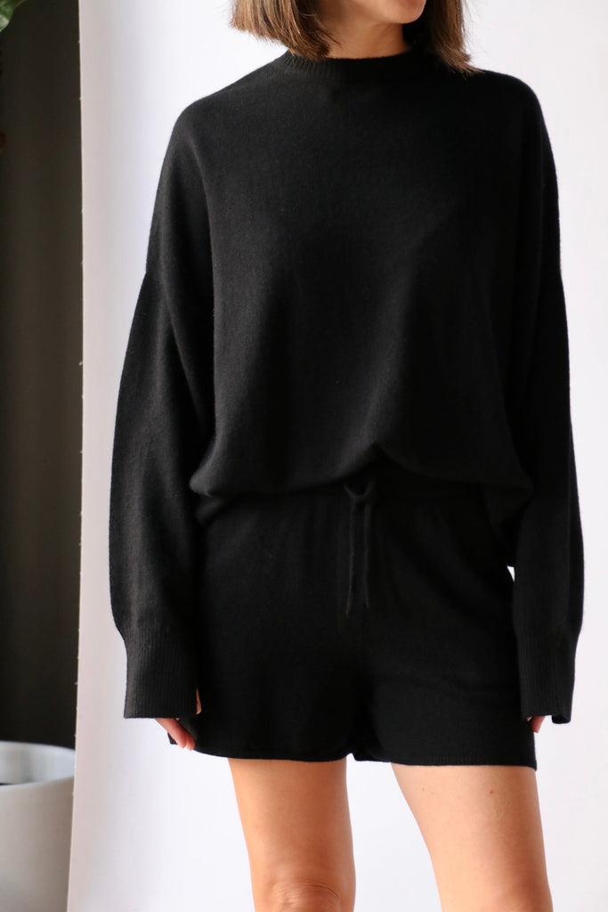 Loulou Studio Anaa Cashmere Sweater in Black Knitwear Loulou Studio 