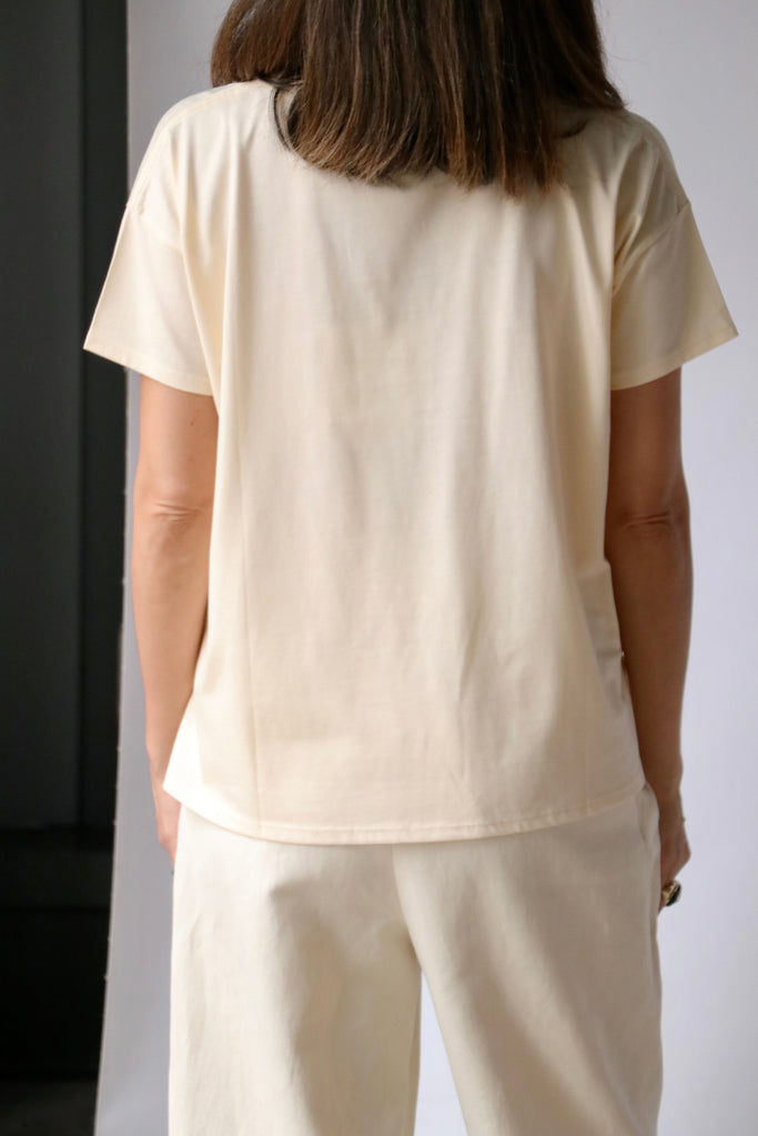 Loulou Studio Basiluzzo Oversized Shirt in Rice Ivory T-Shirts & Tanks Loulou Studio 