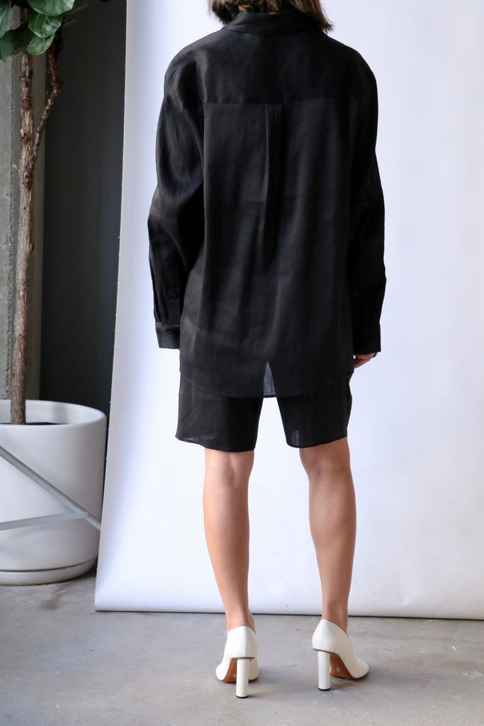 Loulou Studio Canisa Shirt in Black tops-blouses Loulou Studio 