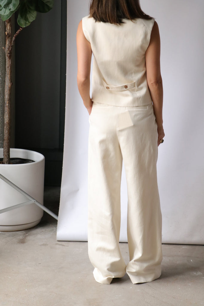Loulou Studio Idai Pants in Frost Ivory Bottoms Loulou Studio 