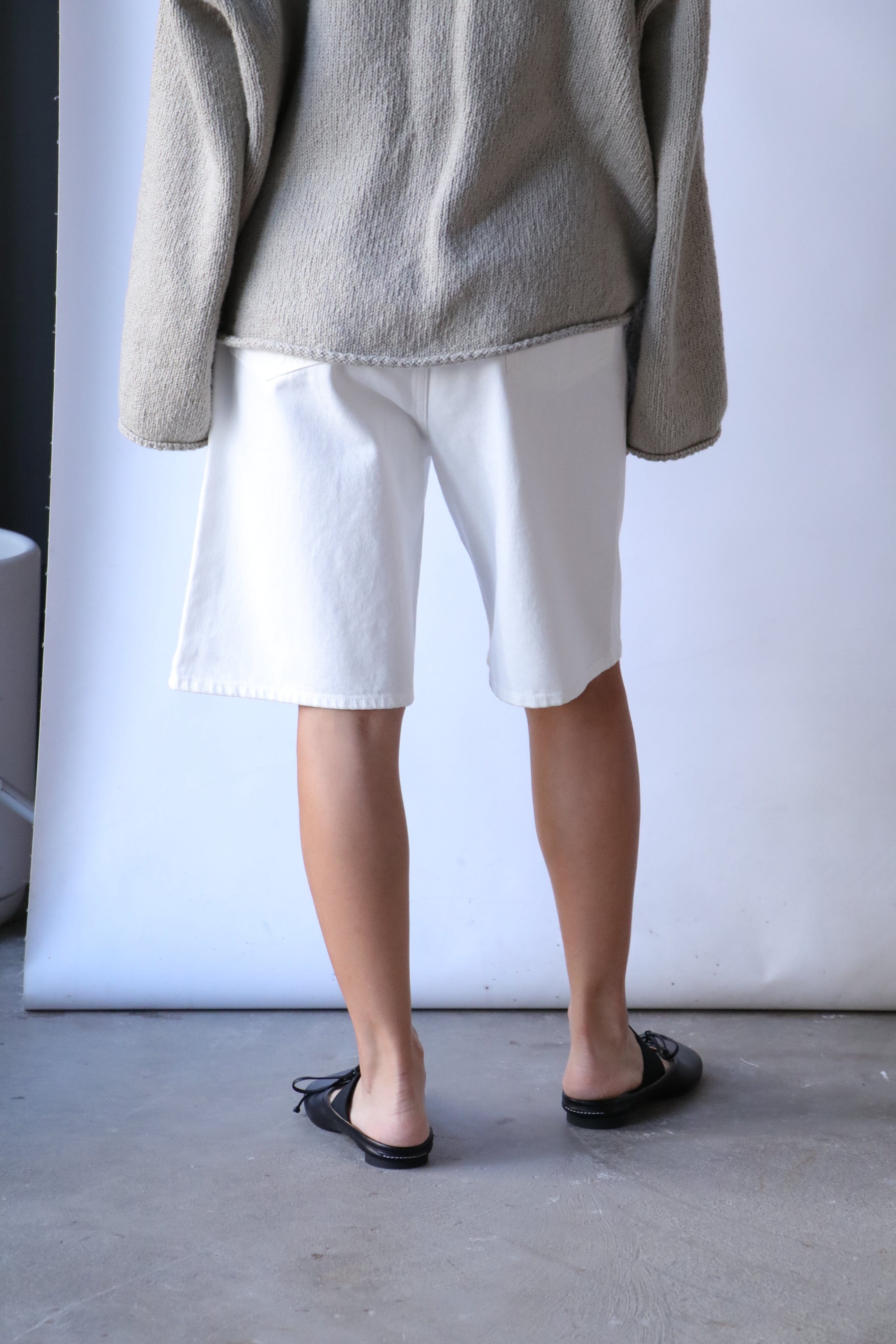 Loulou Studio Isu Denim Shorts in Ivory | WE ARE ICONIC