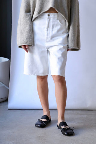 Loulou Studio Isu Denim Shorts in Ivory | WE ARE ICONIC