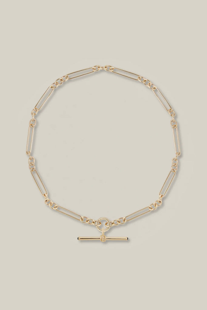 Lucy Delius Gold T-Bar Pendant with Blue Sapphire Cabochons Jewelry Lucy Delius 