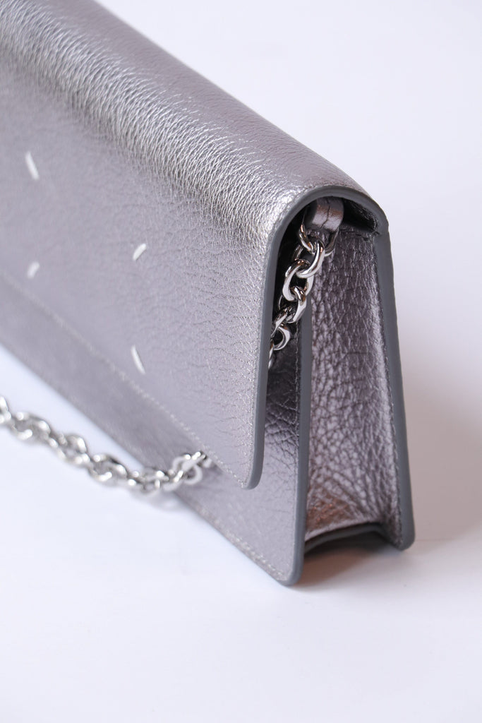 Maison Margiela 4 Stitches Chain Wallet in Metallic Grey Accessories Maison Margiela 