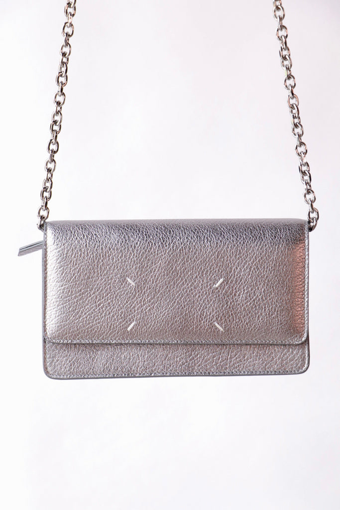 Maison Margiela 4 Stitches Chain Wallet in Metallic Grey Accessories Maison Margiela 