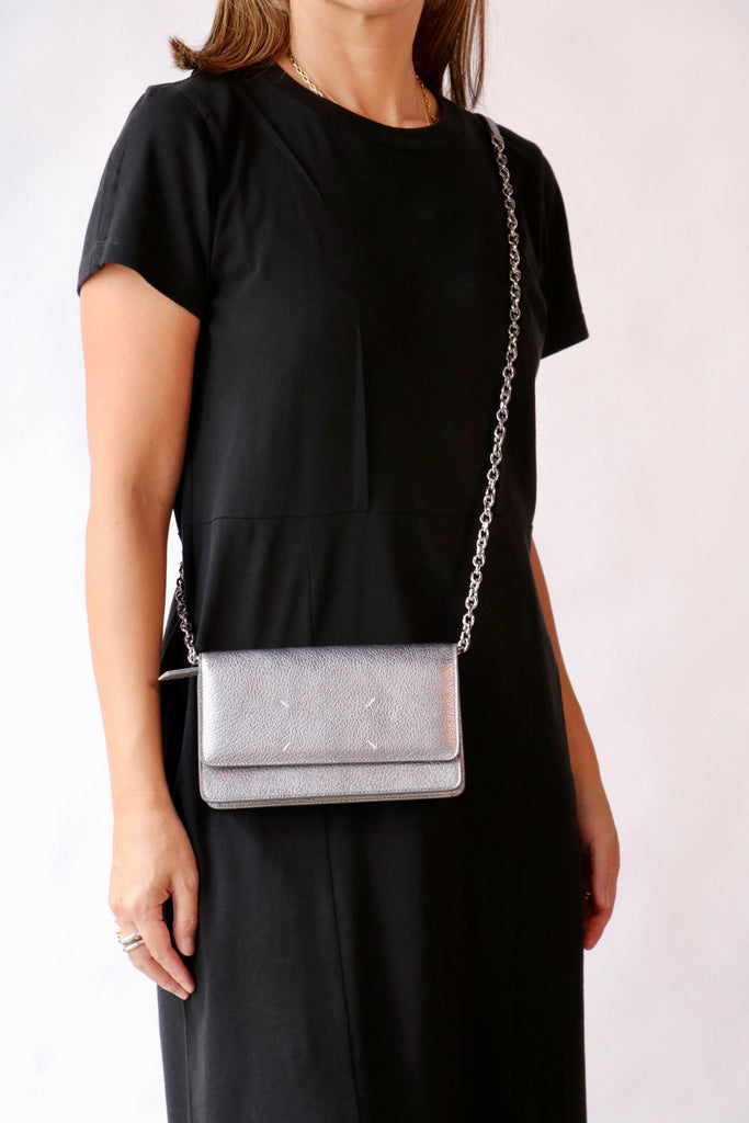 Maison Margiela 4 Stitches Chain Wallet in Metallic Grey Accessories Maison Margiela 