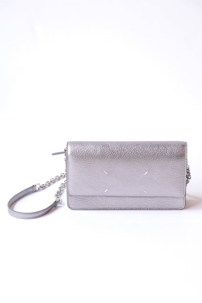Maison Margiela 4 Stitches Chain Wallet in Metallic Grey Accessories Maison Margiela 
