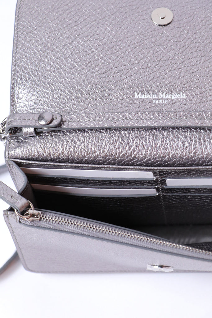 Maison Margiela 4 Stitches Chain Wallet in Metallic Grey Accessories Maison Margiela 
