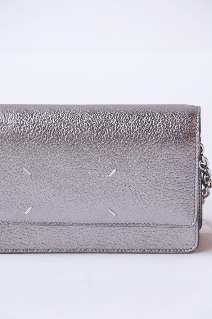 Maison Margiela 4 Stitches Chain Wallet in Metallic Grey Accessories Maison Margiela 