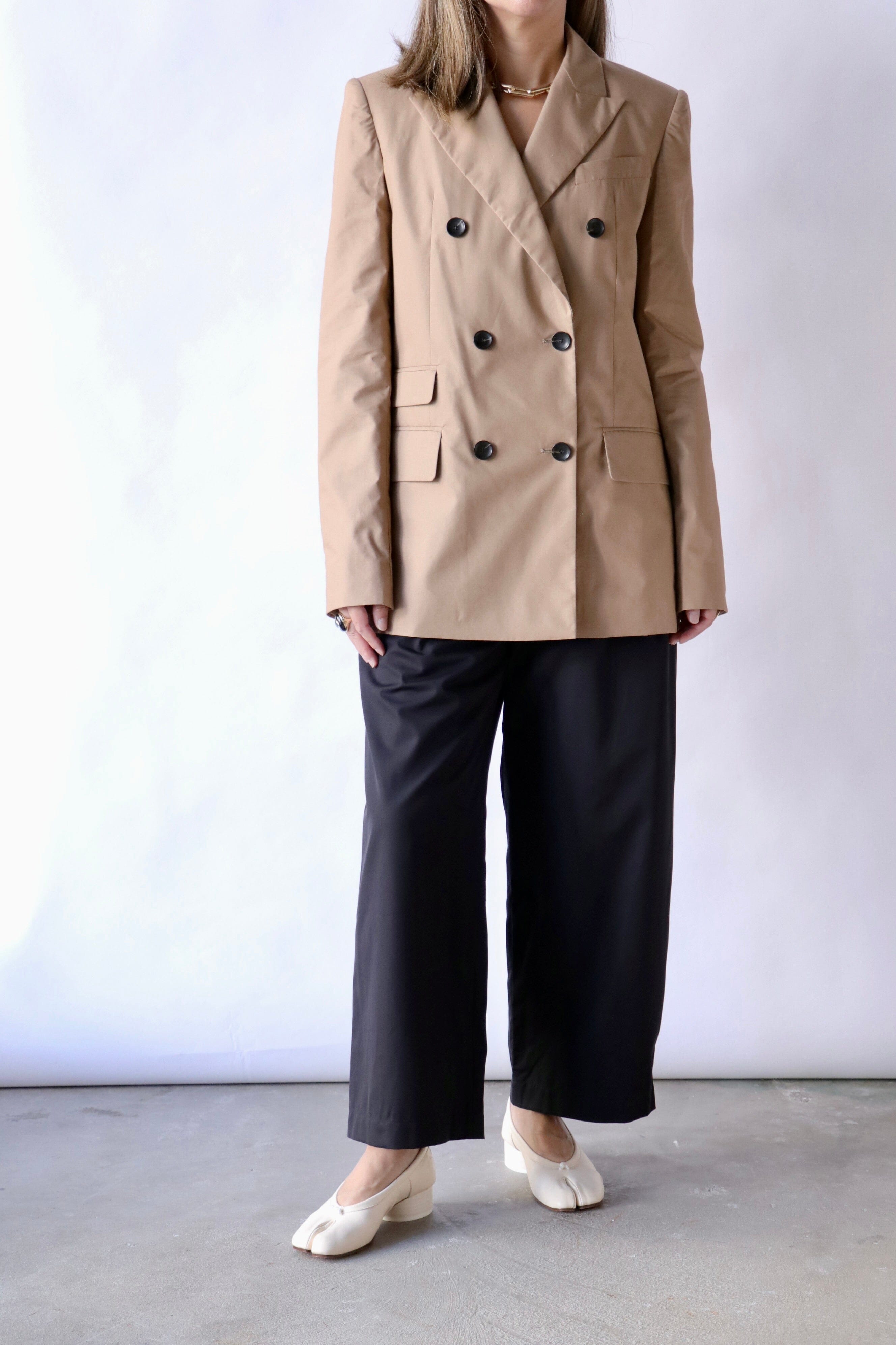 Maria McManus Billet Double Breasted Blazer in Walnut Cotton  