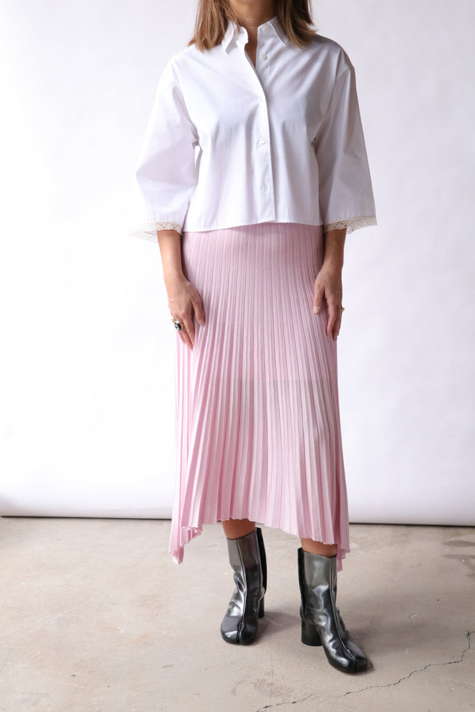 Maria McManus Sheer Pleat Skirt in Powder Pink | WE ARE ICONIC