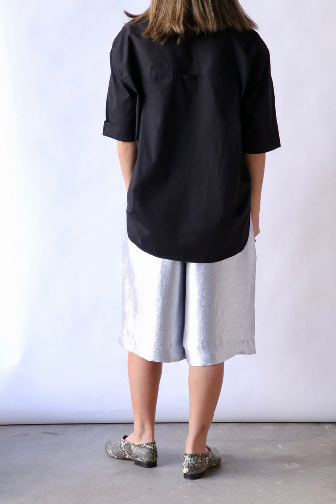 Maria McManus Short Sleeve Oversized Shirt in Black tops-blouses Maria McManus 