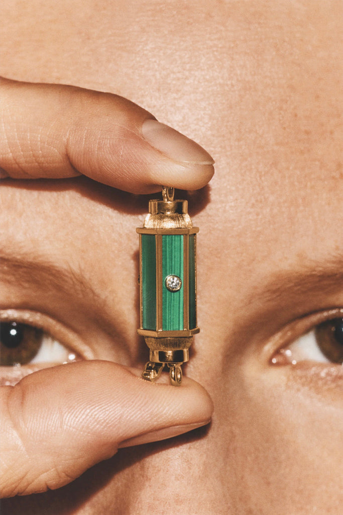 Marie Lichtenberg Malachite Baby Locket Necklace Jewelry Marie Lichtenberg 