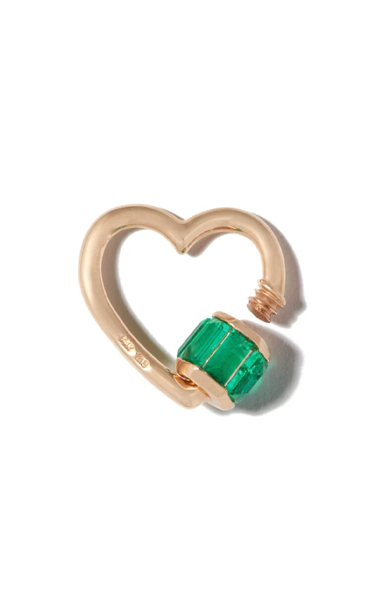Marla Aaron Total Baguette Baby Heartlock w/ Emeralds Jewelry Marla Aaron 