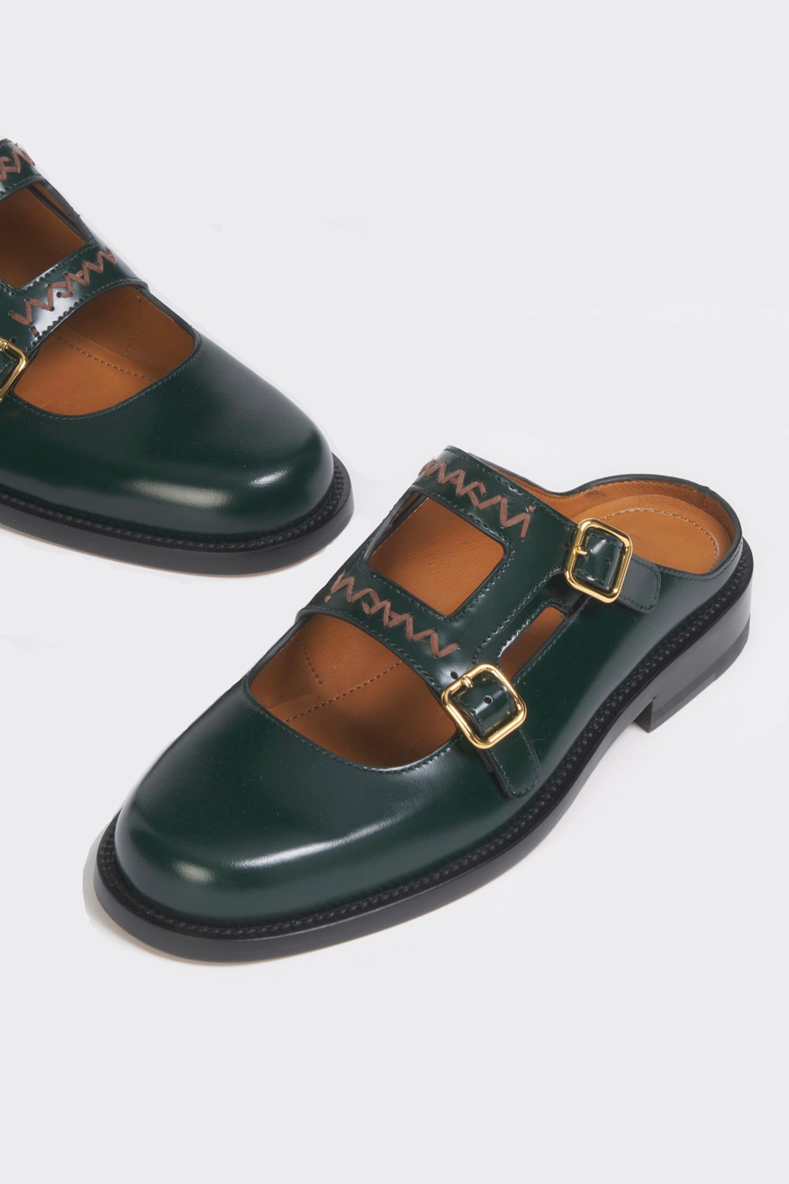 Marni Deep Green Leather Bambi 3.0 Loafer with Double Buckle | WE
