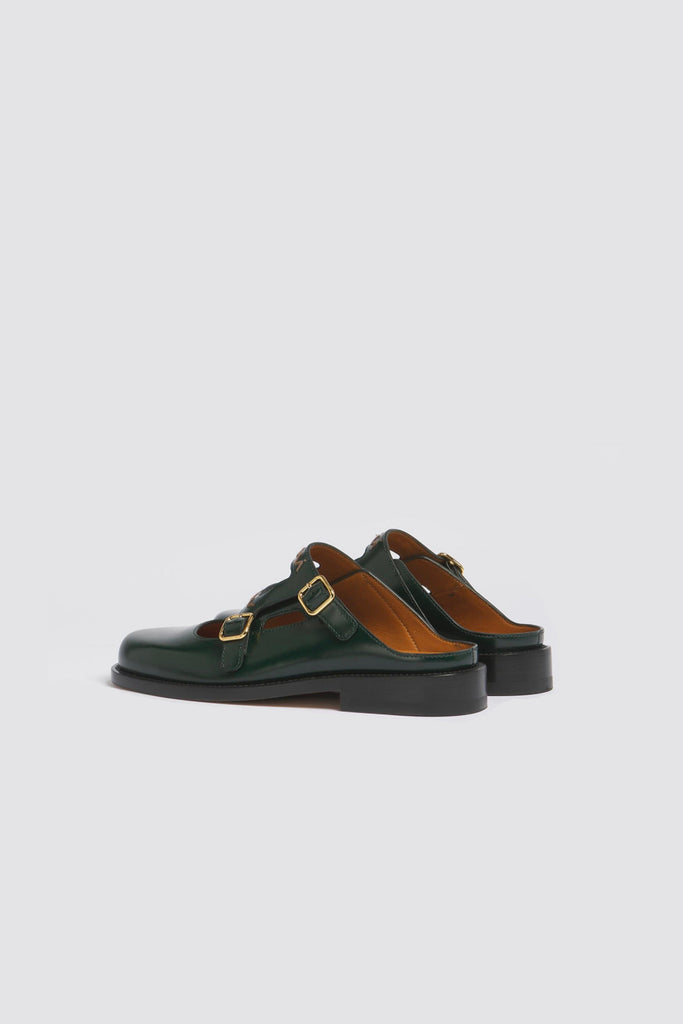 Marni Deep Green Leather Bambi 3.0 Loafer with Double Buckle | WE