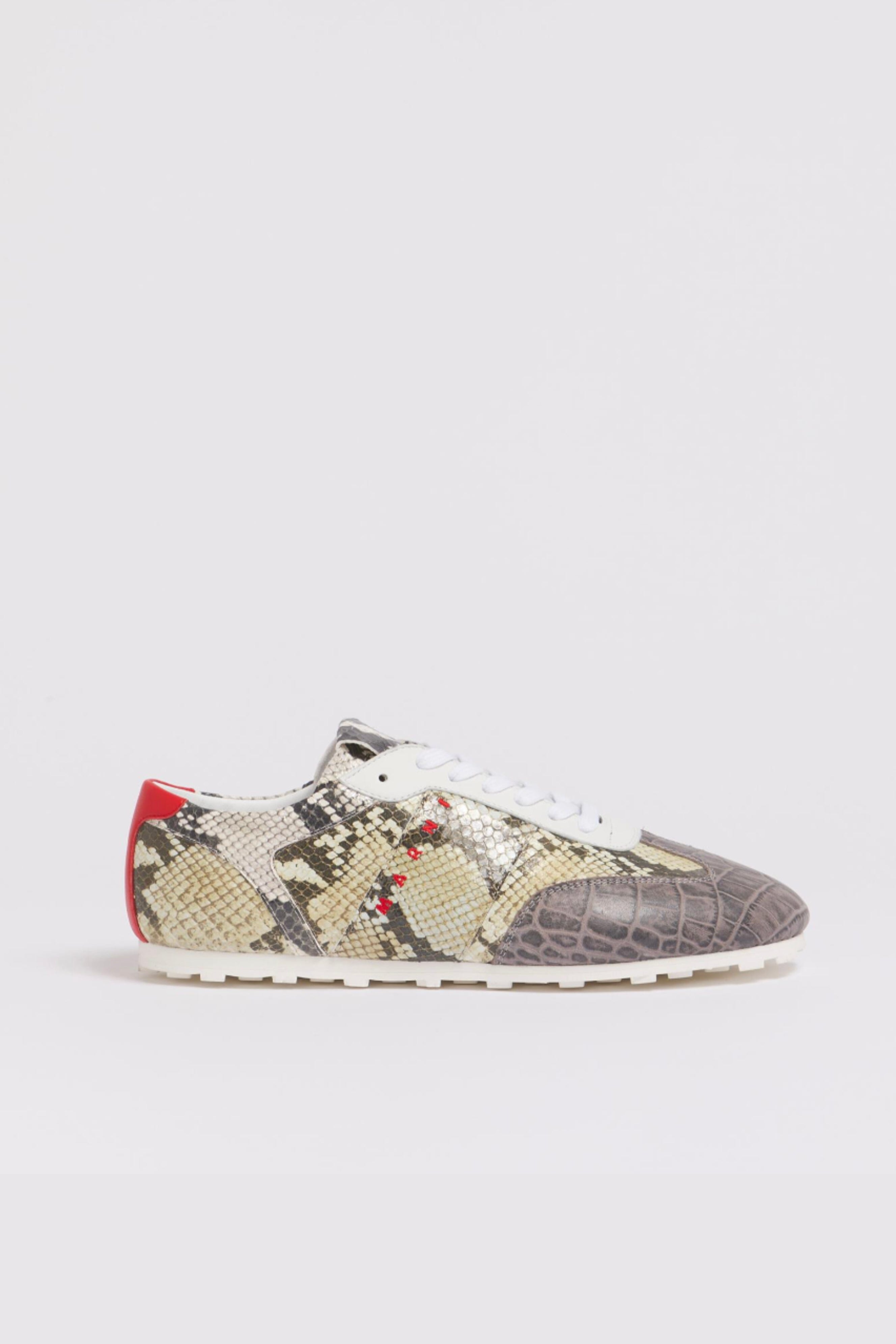Marni Grey Multi Printed Python Sneakers | WE ARE ICONIC