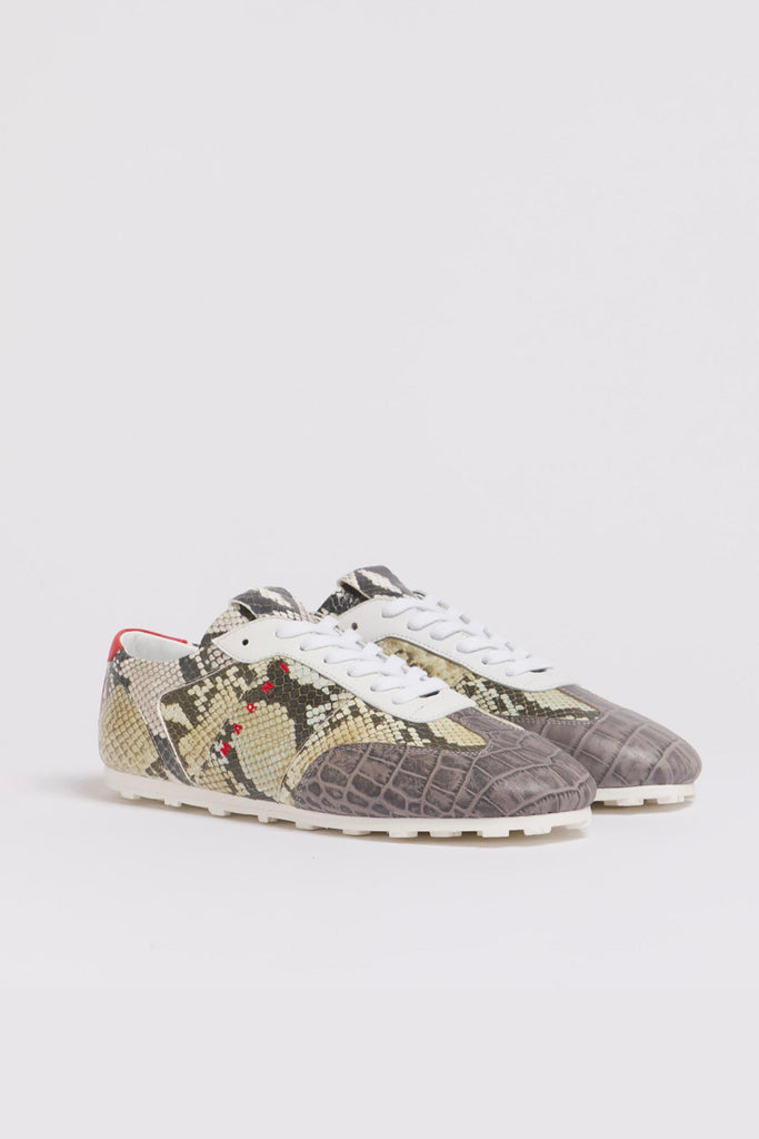 Marni Grey Multi Printed Python Sneakers Shoes Marni 