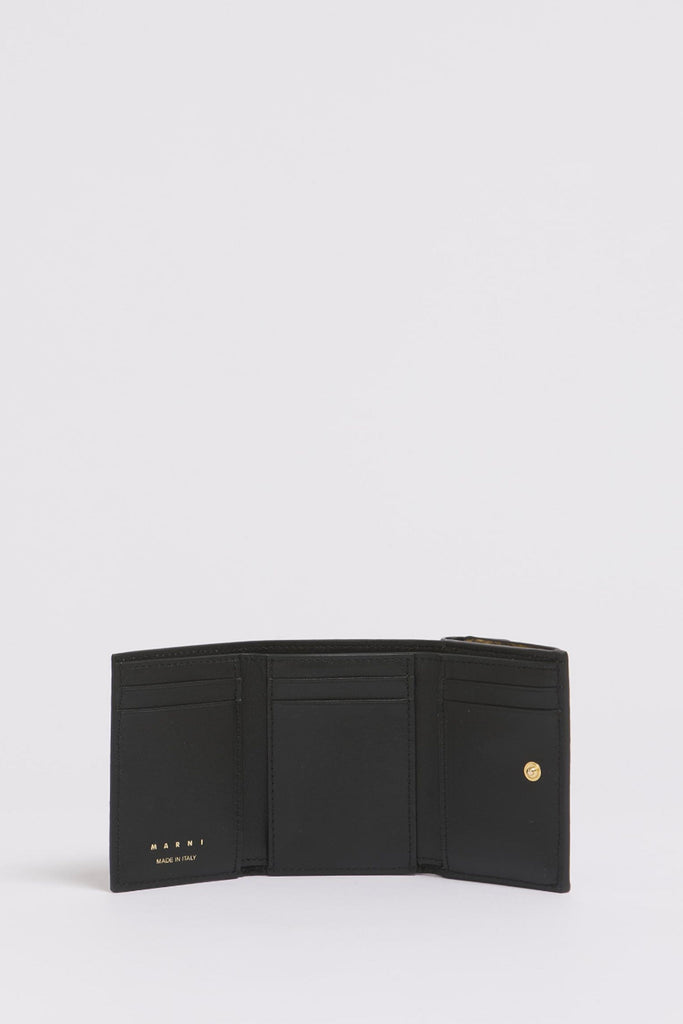 Marni Trifold Wallet w/ Marni Symbol Logo in Python Black/Stone White/Amber Accessories Marni 