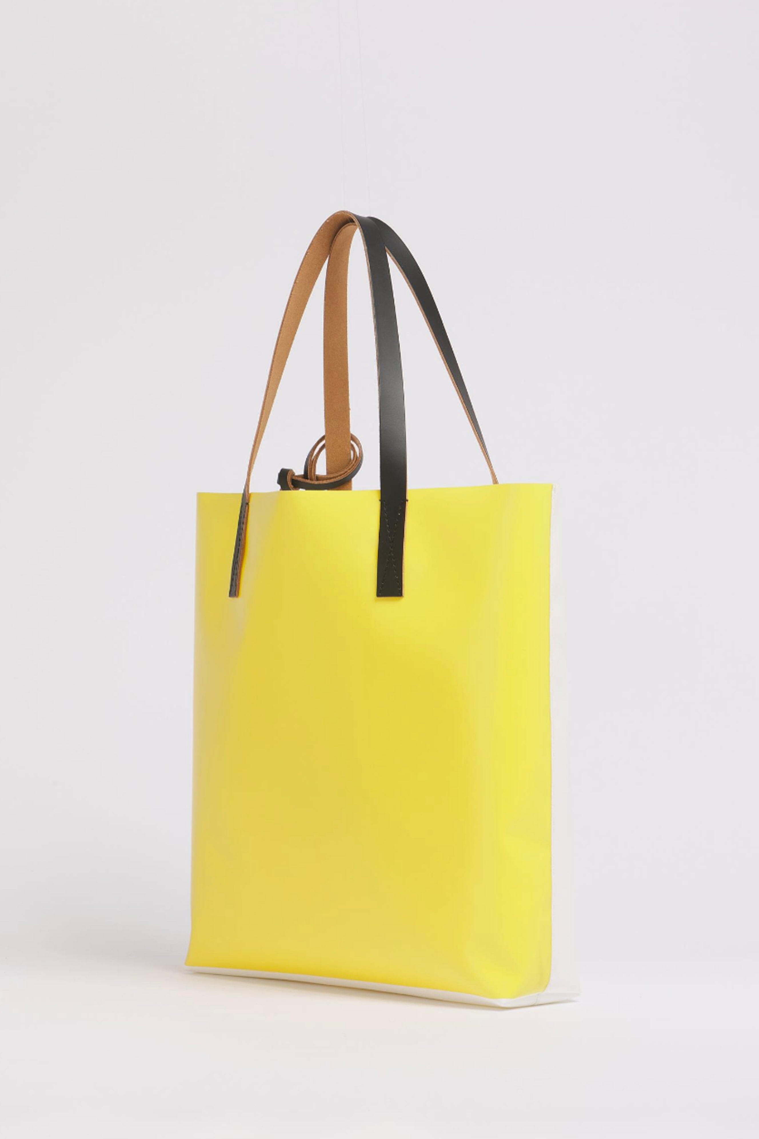 Marni White and Yellow Fabric Tribeca Tote w/ Tulip Print | WE ARE