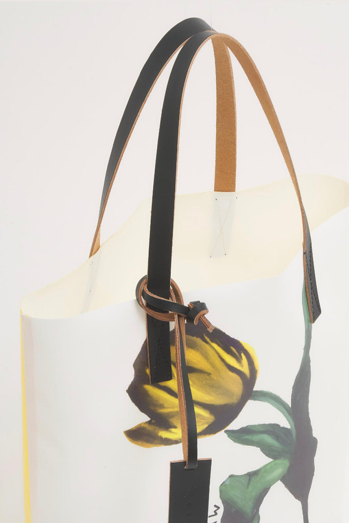 Marni White and Yellow Fabric Tribeca Tote w/ Tulip Print Accessories Marni 