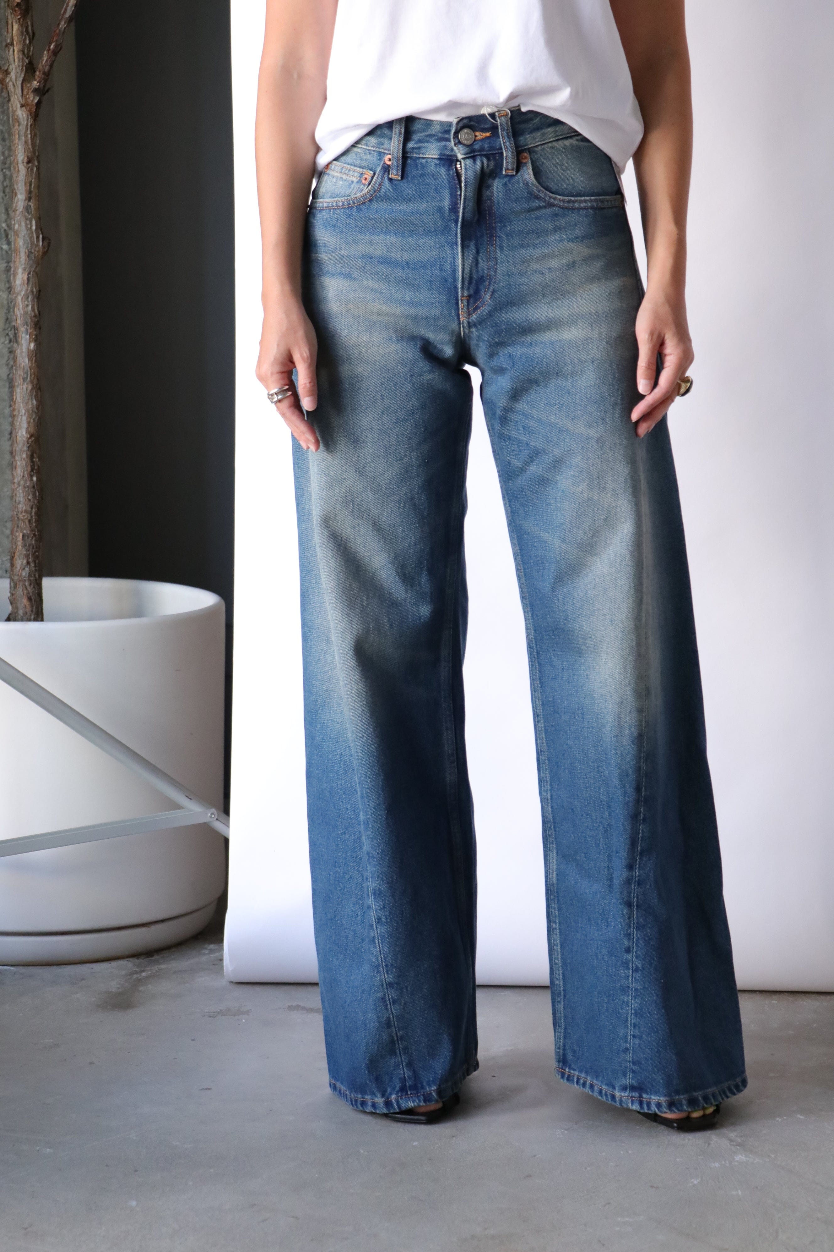 MM6 Maison Margiela 5 Pocket Denim Trousers in Blue | WE ARE ICONIC