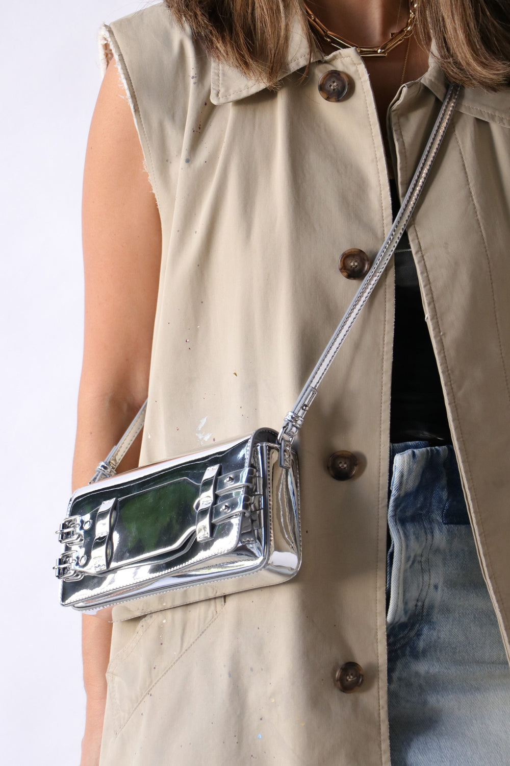 バッグ MM6 Maison Margiela CHAIN SHOULD BAG MM6 Maison Margiela Small Japanese Bag w/ Chain-Black