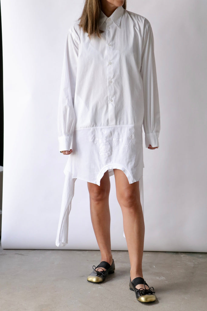 MM6 Maison Margiela Cotton Poplin Shirt Dress in White Dresses MM6 Maison Margiela 