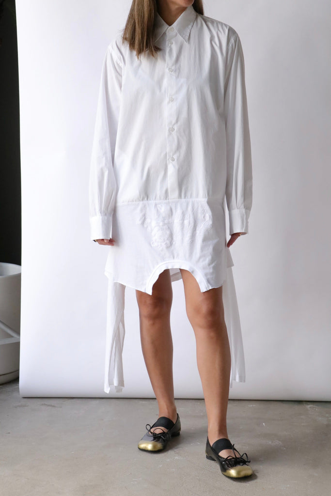 MM6 Maison Margiela Cotton Poplin Shirt Dress in White Dresses MM6 Maison Margiela 