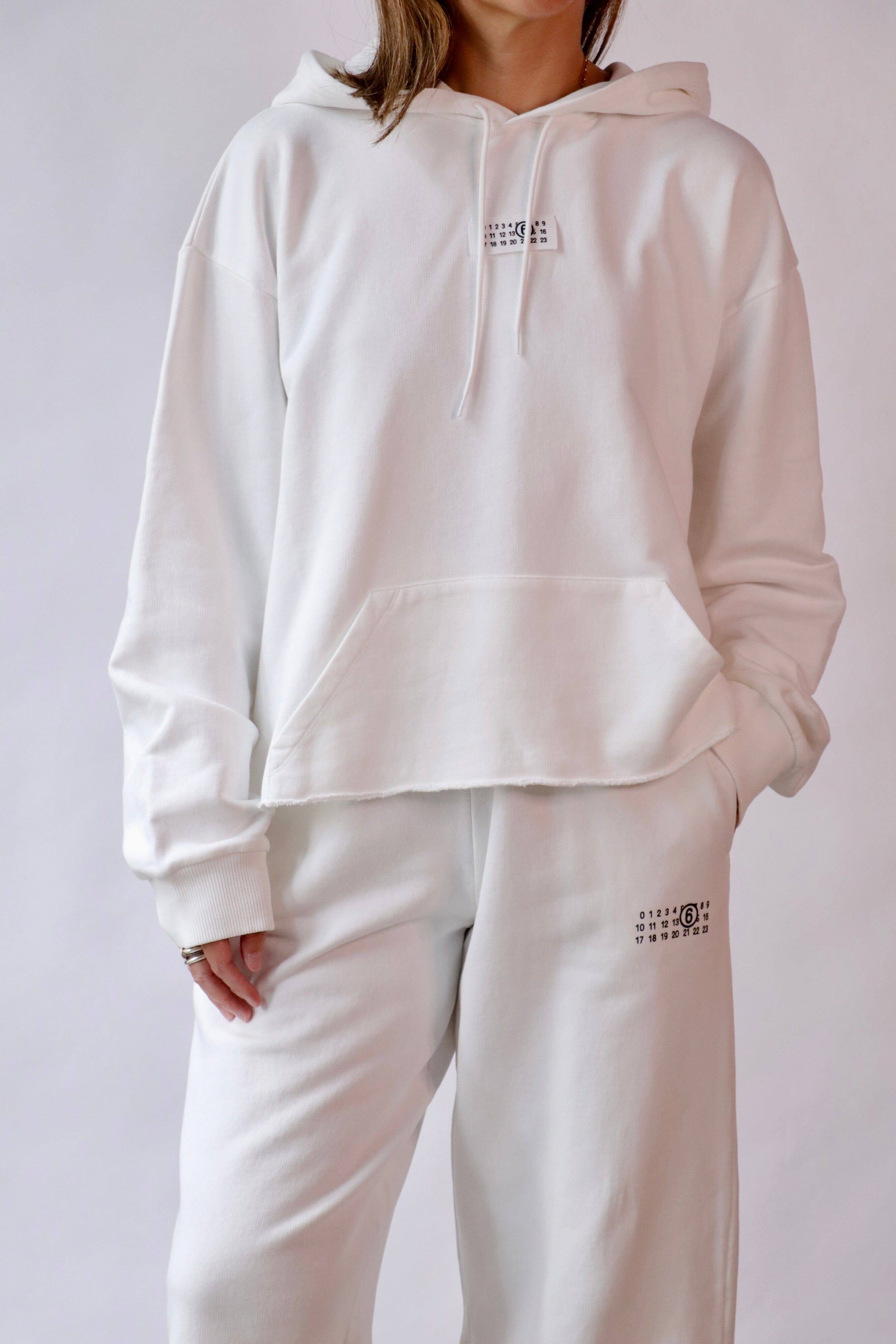 MM6 Maison Margiela Hooded Sweatshirt in Off White | WE ARE ICONIC