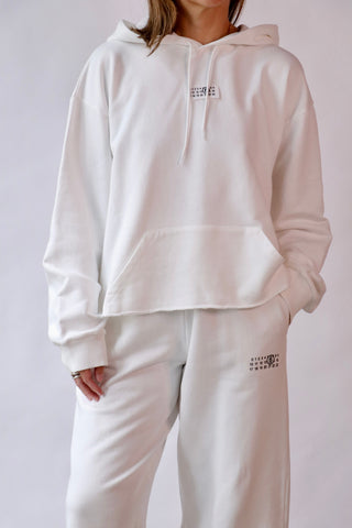 MM6 Maison Margiela Hooded Sweatshirt in Off White | WE ARE ICONIC
