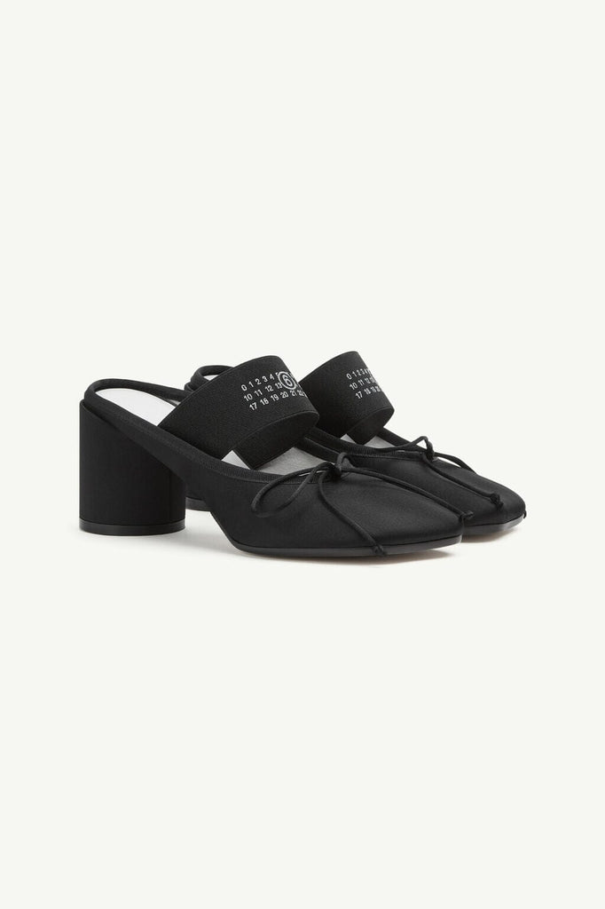 MM6 Maison Margiela Logo Elastic Ballet Decollete in Black Shoes MM6 Maison Margiela 